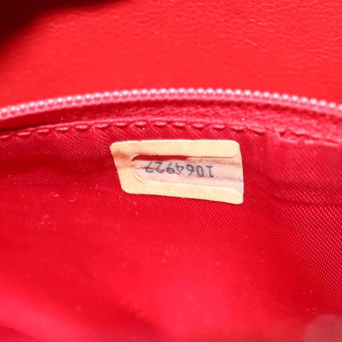 CHANEL Chain Shoulder Bag Lamb Skin Red Gold CC Auth 158878V