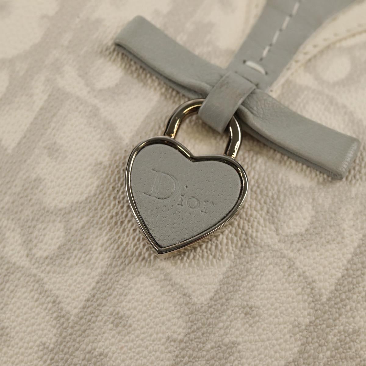 Christian Dior Trotter Romantic Shoulder Bag PVC White Silver Auth 158881V