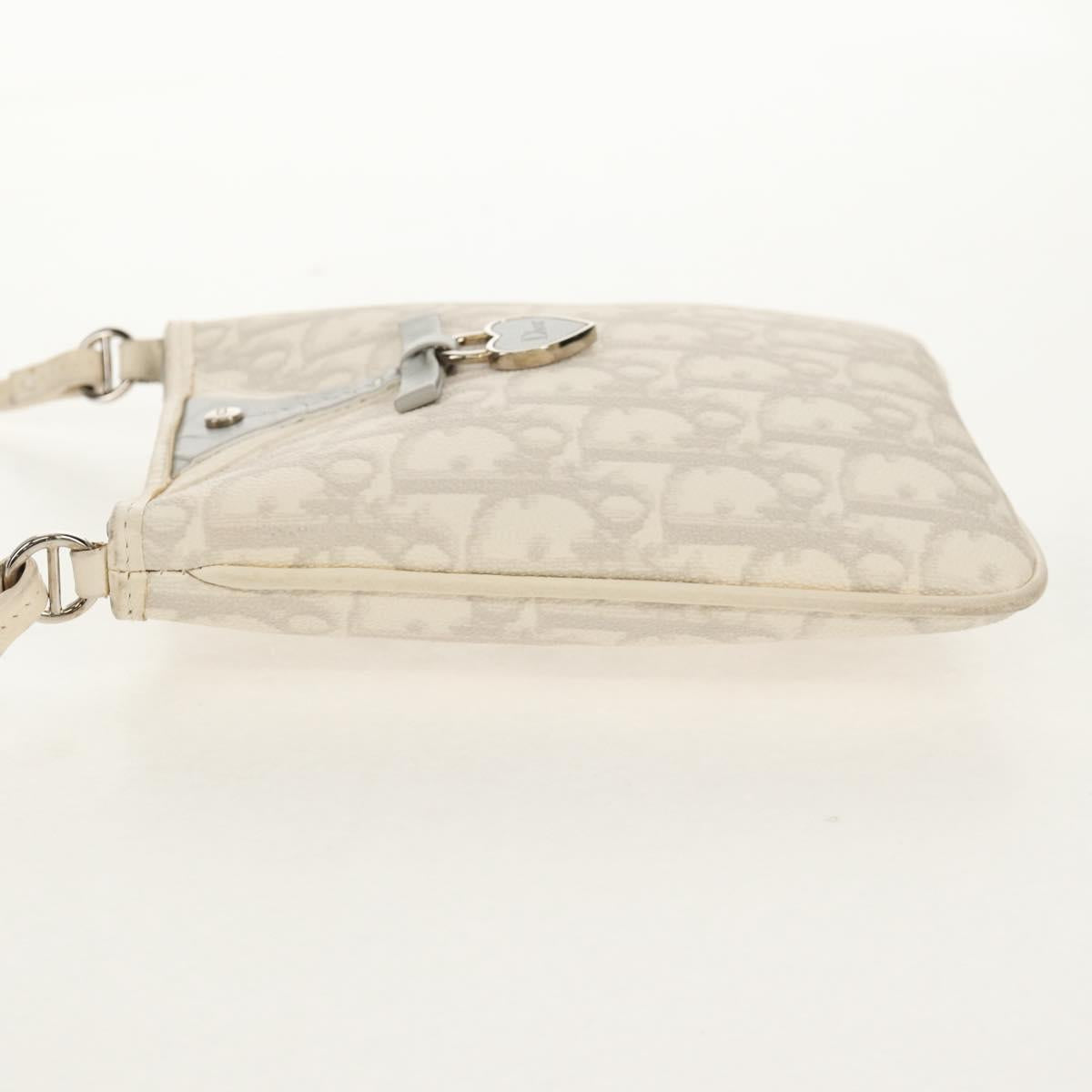 Christian Dior Trotter Romantic Shoulder Bag PVC White Silver Auth 158881V