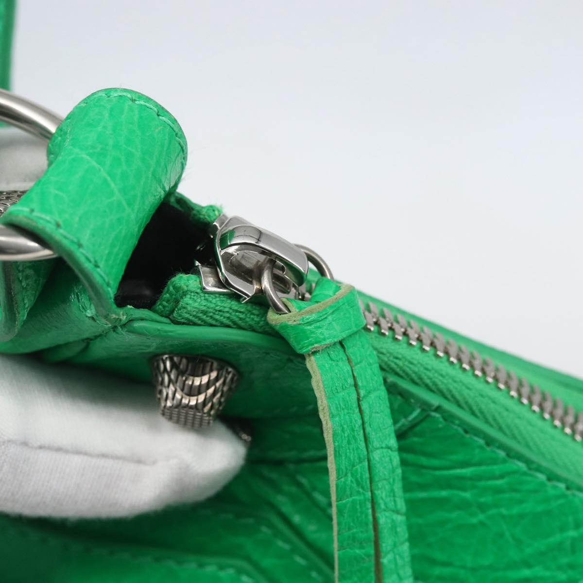 BALENCIAGA Luca Goal XS Shoulder Bag Leather Green Silver 671309 Auth 158884SAM
