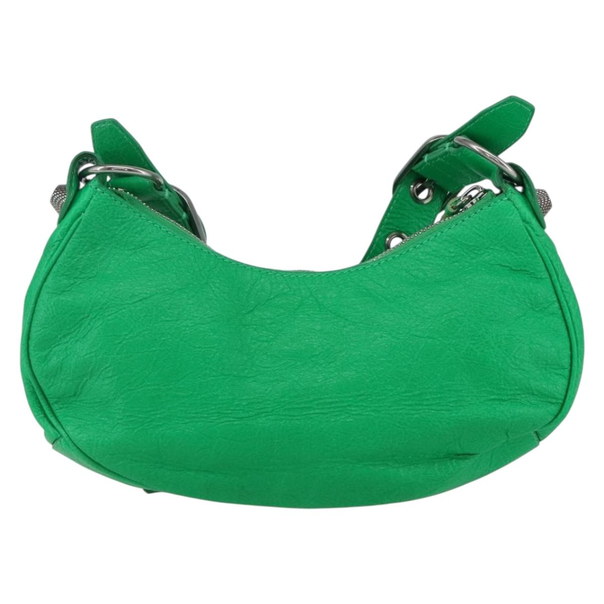 BALENCIAGA Luca Goal XS Shoulder Bag Leather Green Silver 671309 Auth 158884SAM