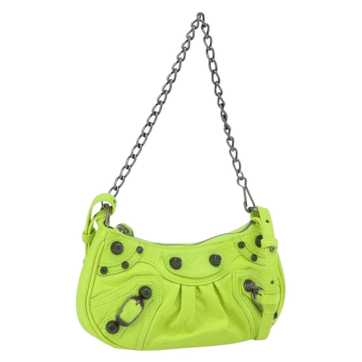 BALENCIAGA Luca Goal Mini Bag Leather Green Silver 695814 Auth 158885SAM