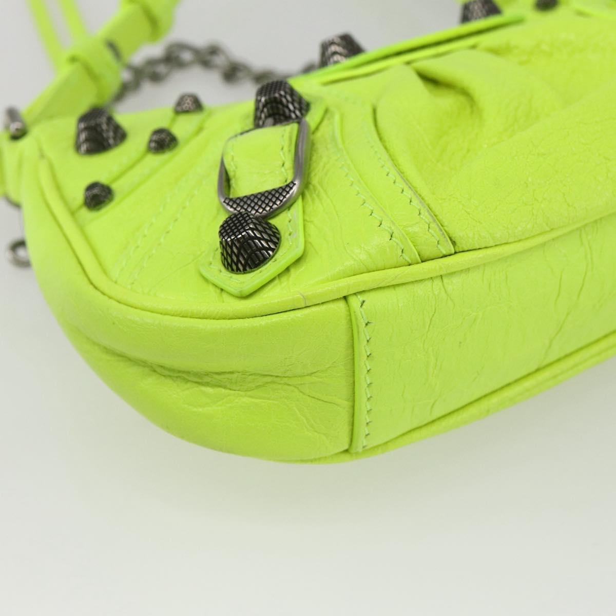 BALENCIAGA Luca Goal Mini Bag Leather Green Silver 695814 Auth 158885SAM