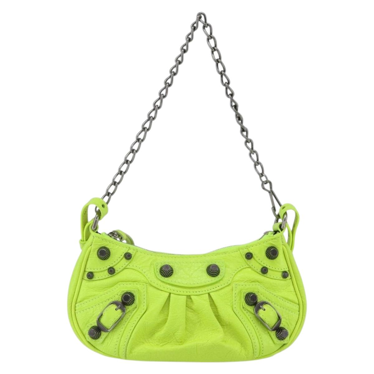 BALENCIAGA Luca Goal Mini Bag Leather Green Silver 695814 Auth 158885SAM