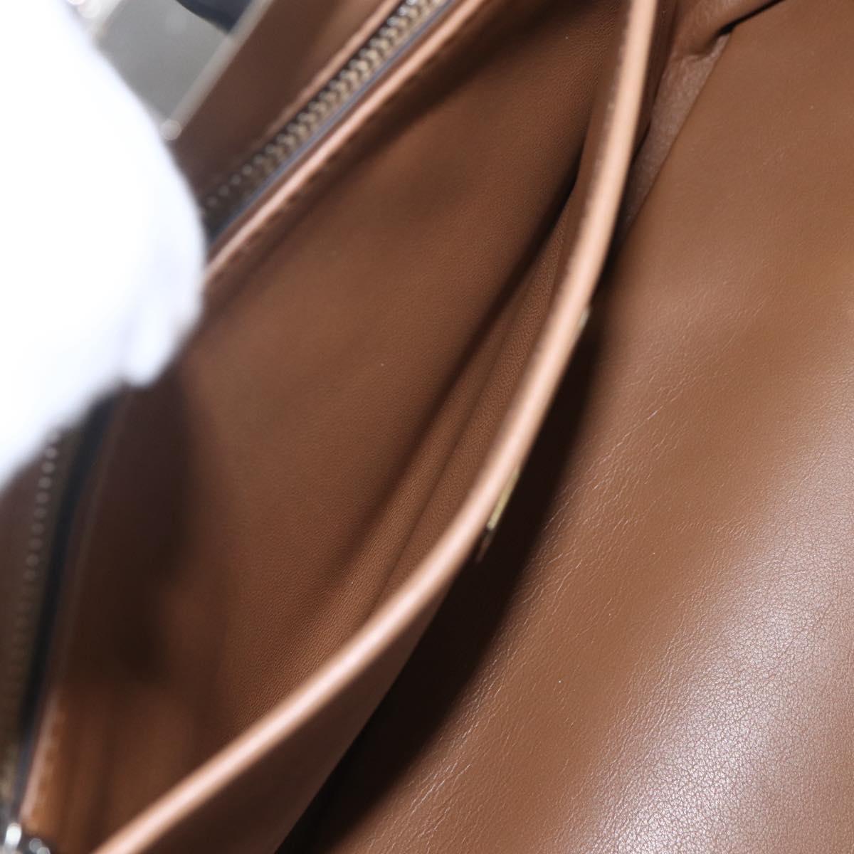 PRADA Baiadera Shoulder Bag Leather Brown Silver Auth 158889SAV