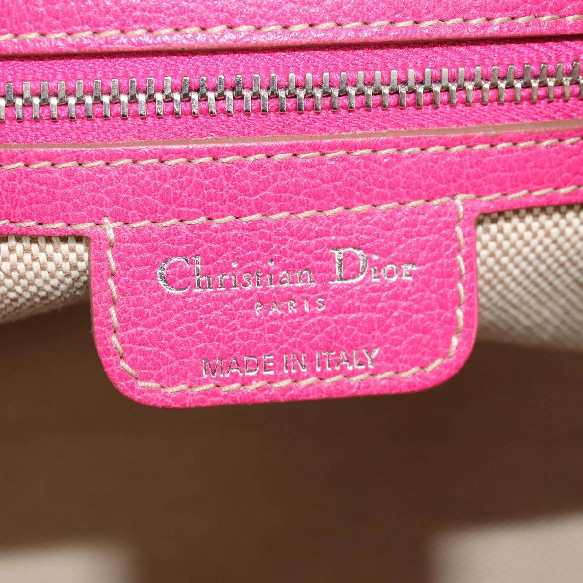 Christian Dior Canage Hand Bag Coated Canvas Pink Silver Auth 158891V