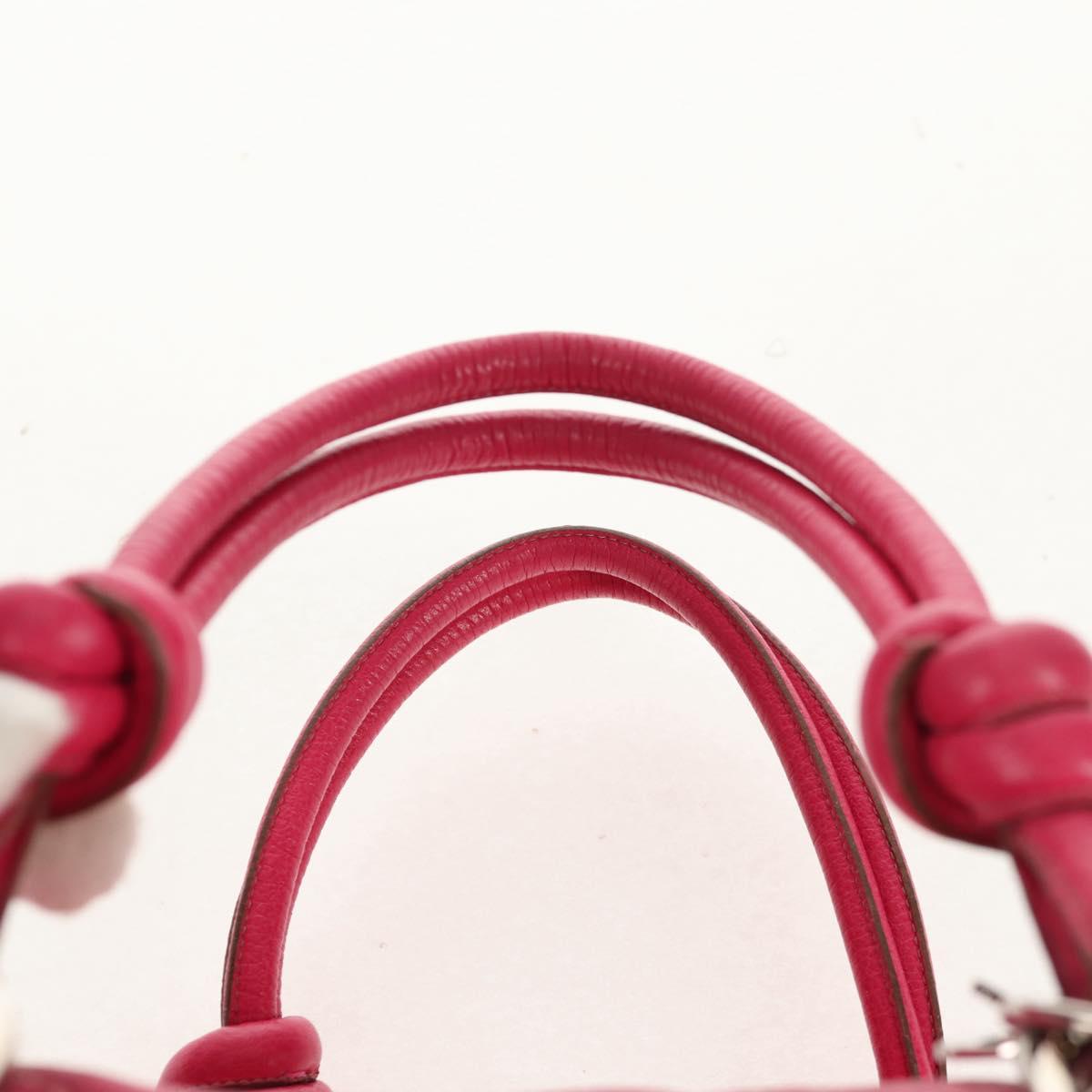 Christian Dior Canage Hand Bag Coated Canvas Pink Silver Auth 158891V