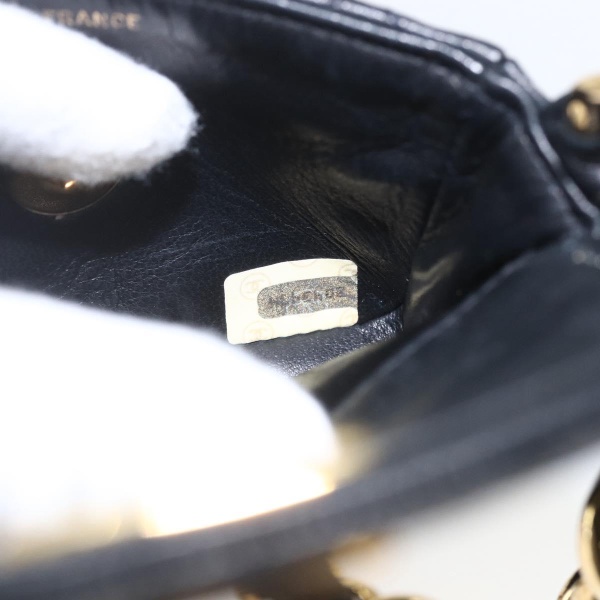 CHANEL Chain Mini Matelasse 11 Shoulder Bag Lamb Skin Black CC Auth 158892SM