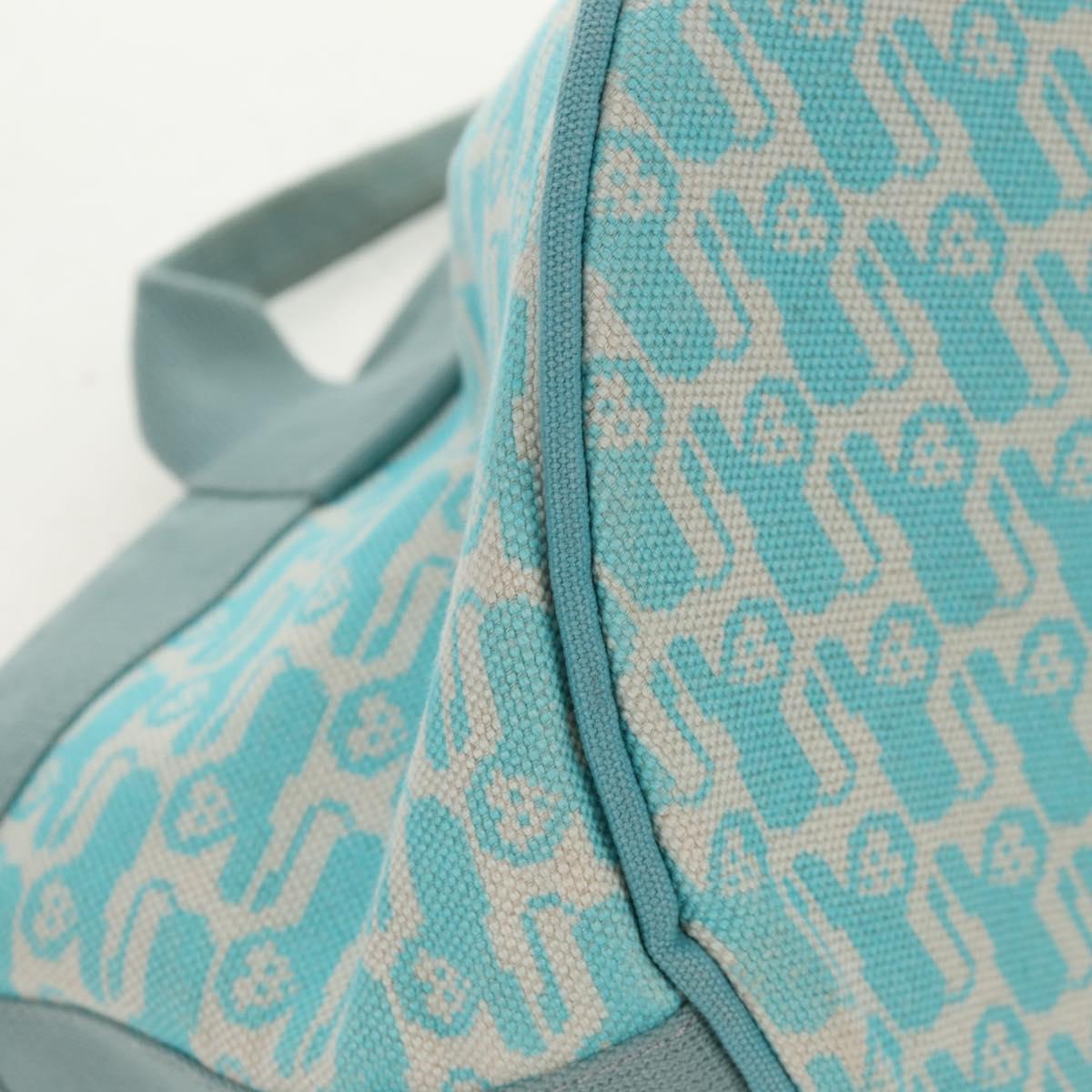 HERMES Animo Pixel GM Hand Bag Canvas Light Blue Silver Auth 158904V
