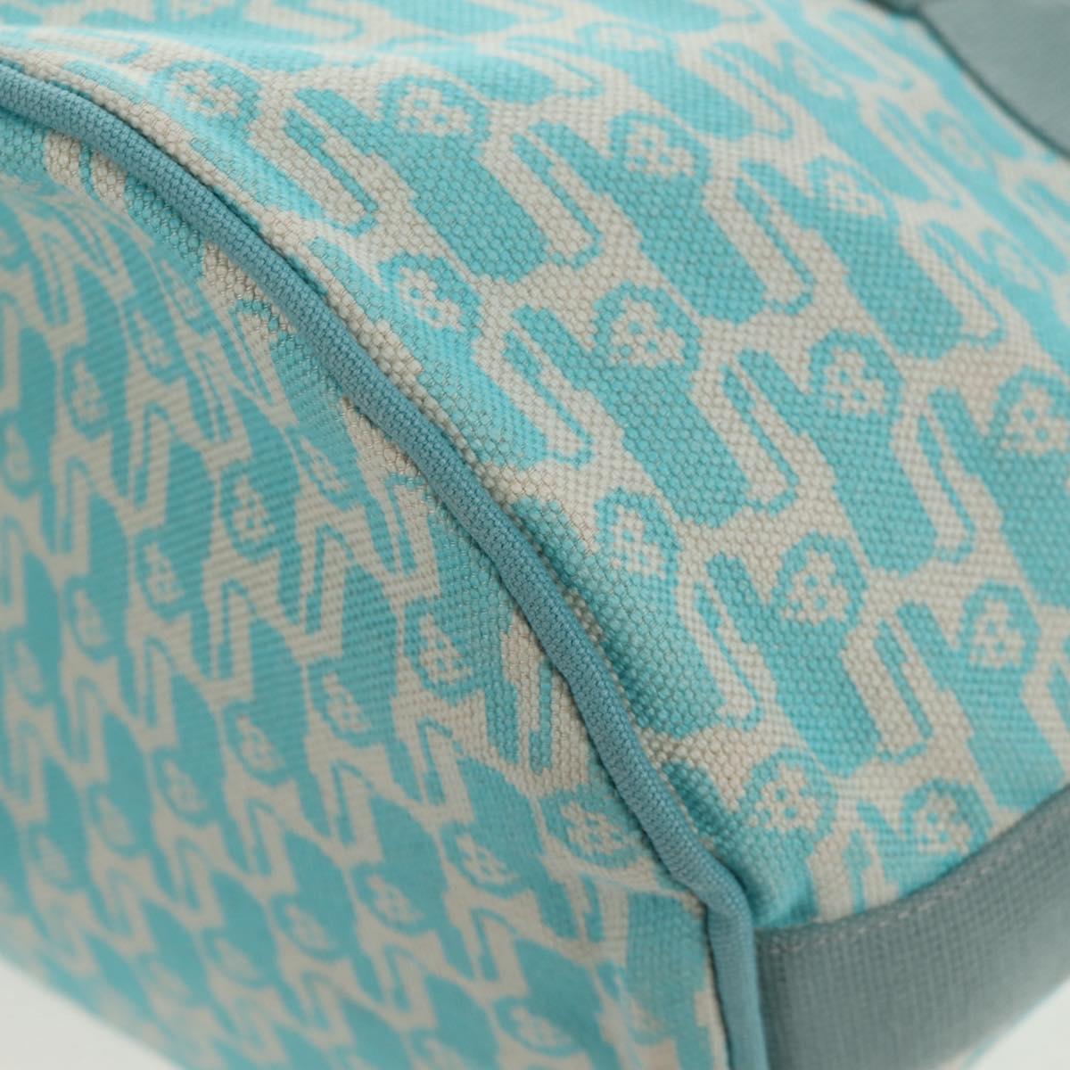 HERMES Animo Pixel GM Hand Bag Canvas Light Blue Silver Auth 158904V