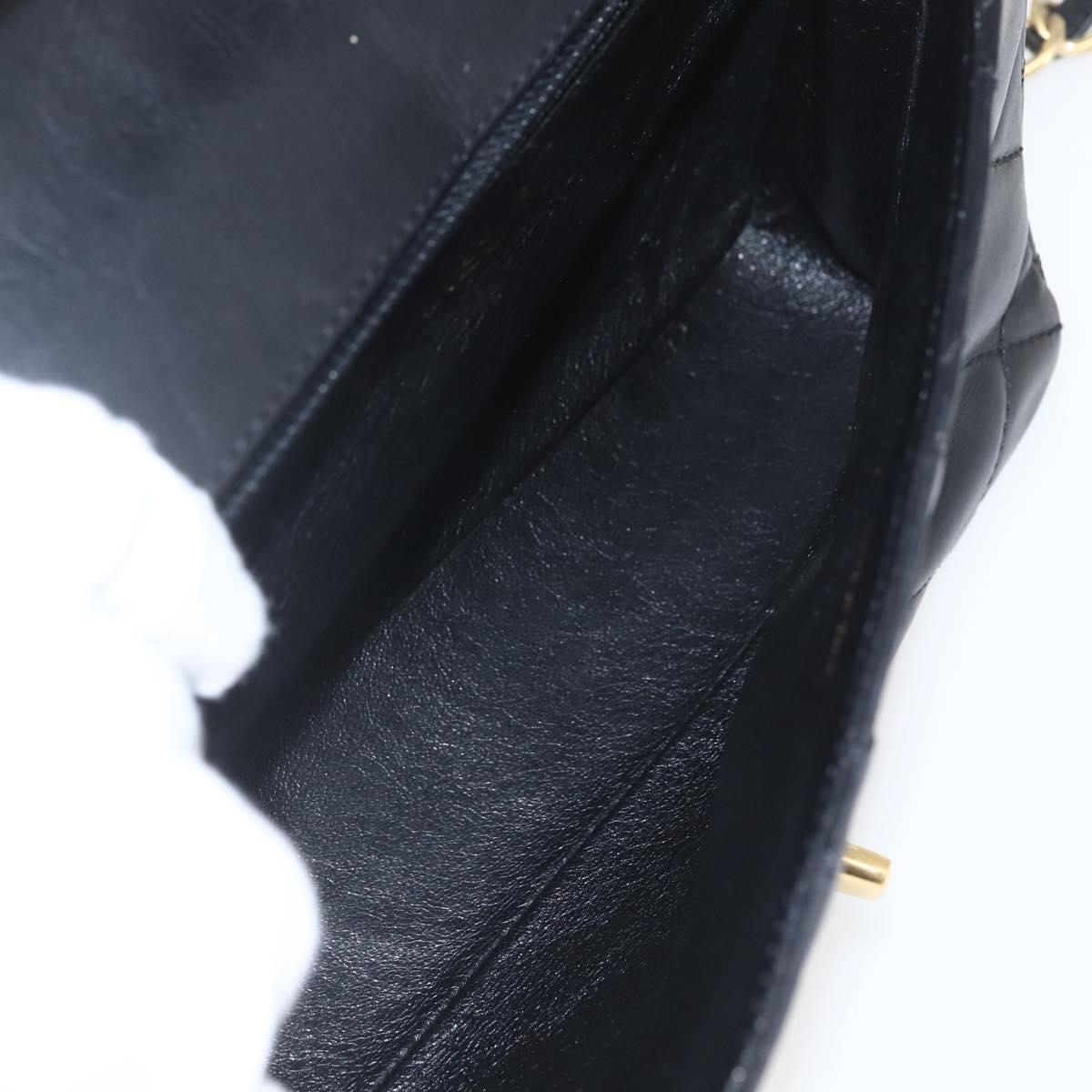 CHANEL Matelasse 25 Chain Shoulder Bag Lamb Skin Black Gold CC Auth 158905SAM