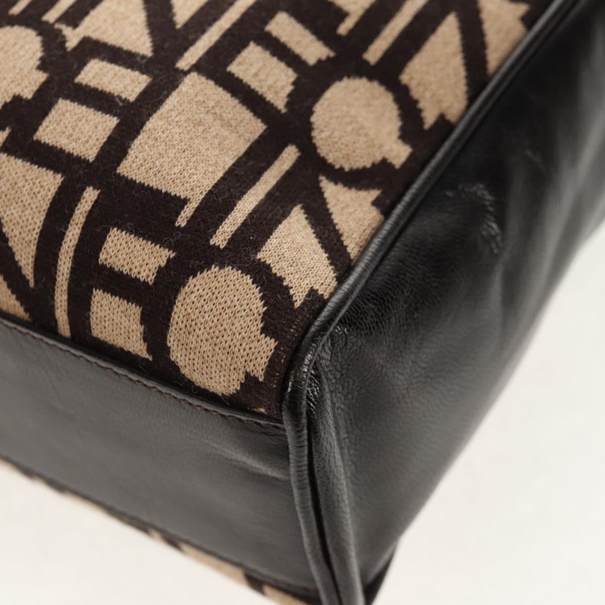 CELINE Blazon Chain Shoulder Bag Canvas Brown Gold Auth 158910V