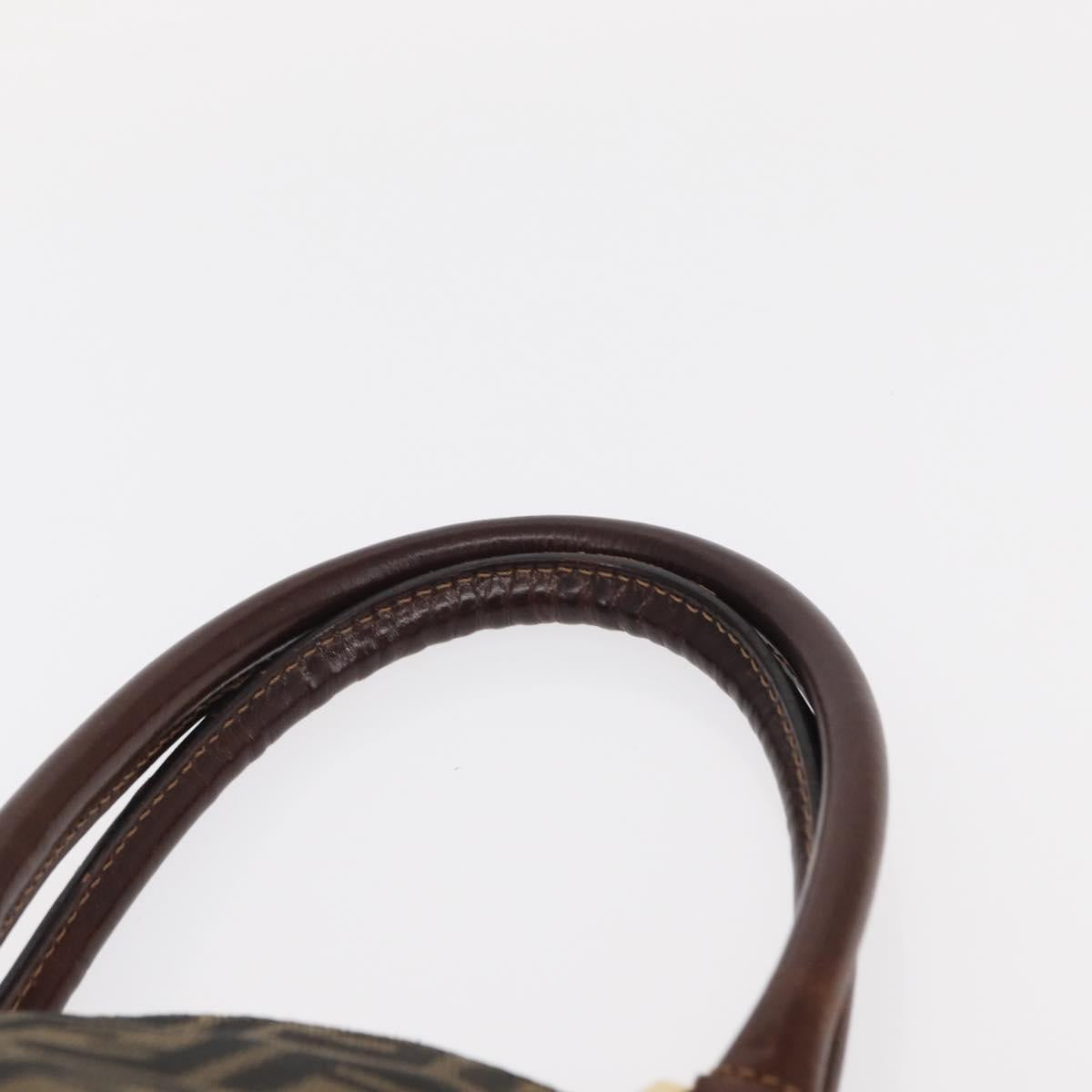 FENDI Zucca Canvas Hand Bag Black Brown Auth 158911