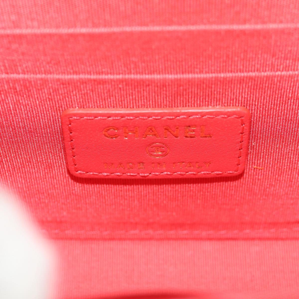CHANEL Matelasse Chain Shoulder Bag Lamb Skin Red Gold CC Auth 158913SAM