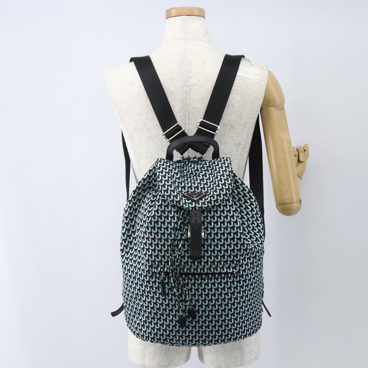 PRADA Backpack Nylon Light Blue Silver Auth 158915SAM