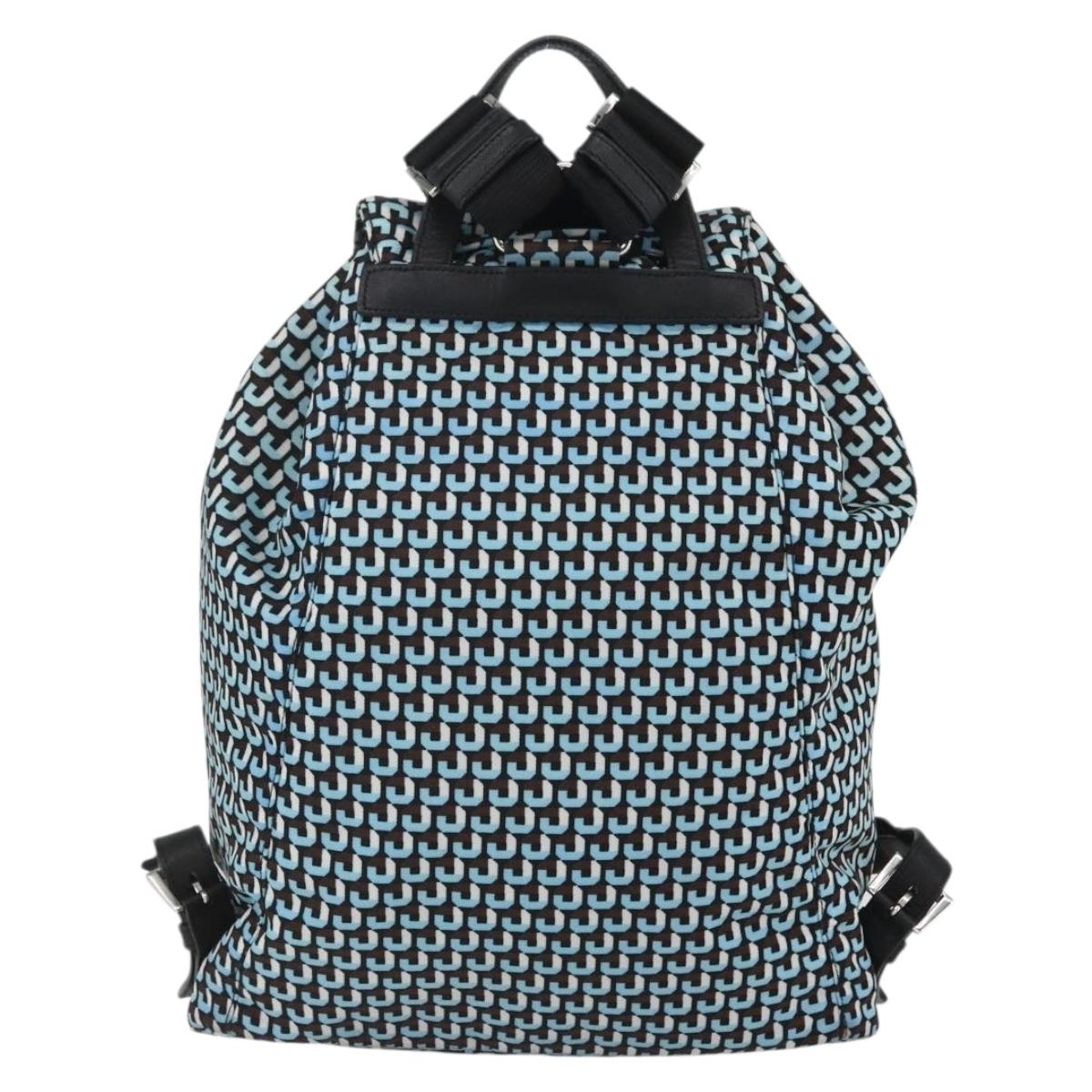 PRADA Backpack Nylon Light Blue Silver Auth 158915SAM