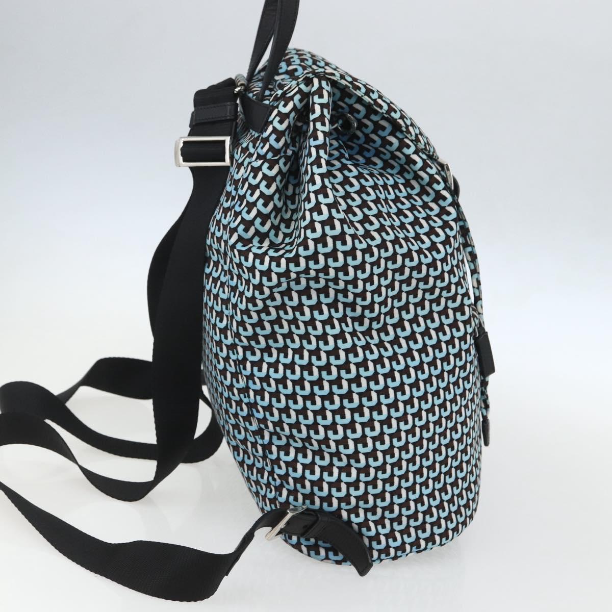 PRADA Backpack Nylon Light Blue Silver Auth 158915SAM