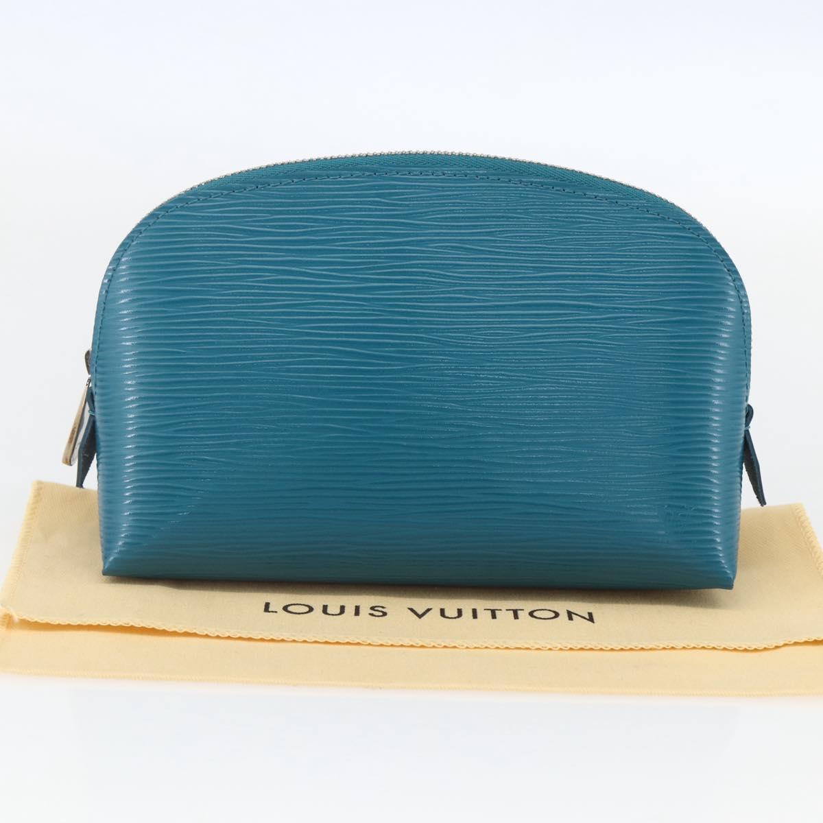 LOUIS VUITTON Epi Pochette Cosmetic Cosmetic Pouch Cyan LV Auth 158918V