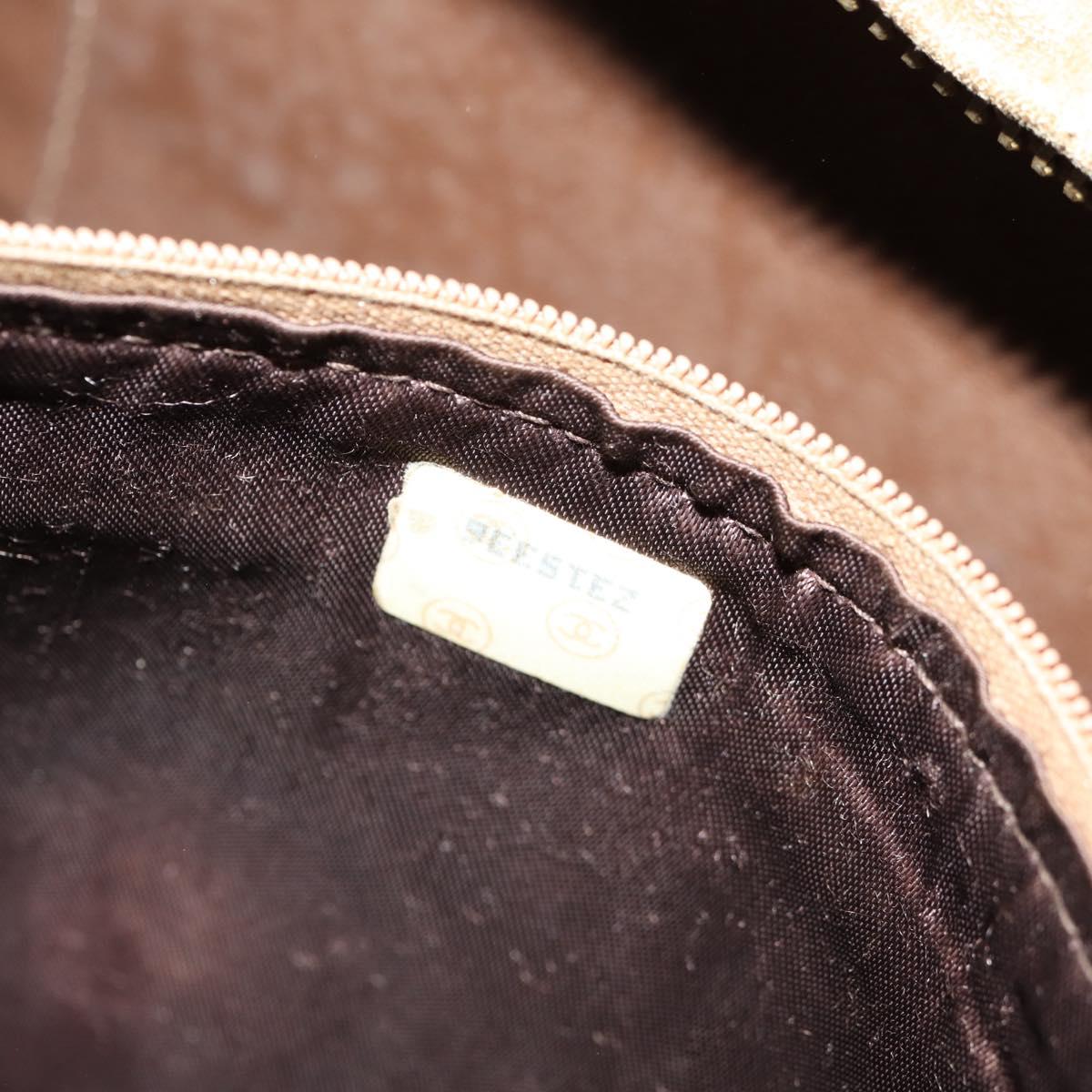 CHANEL Matelasse Chain Shoulder Bag Lamb Skin Brown Gold CC Auth 158929A