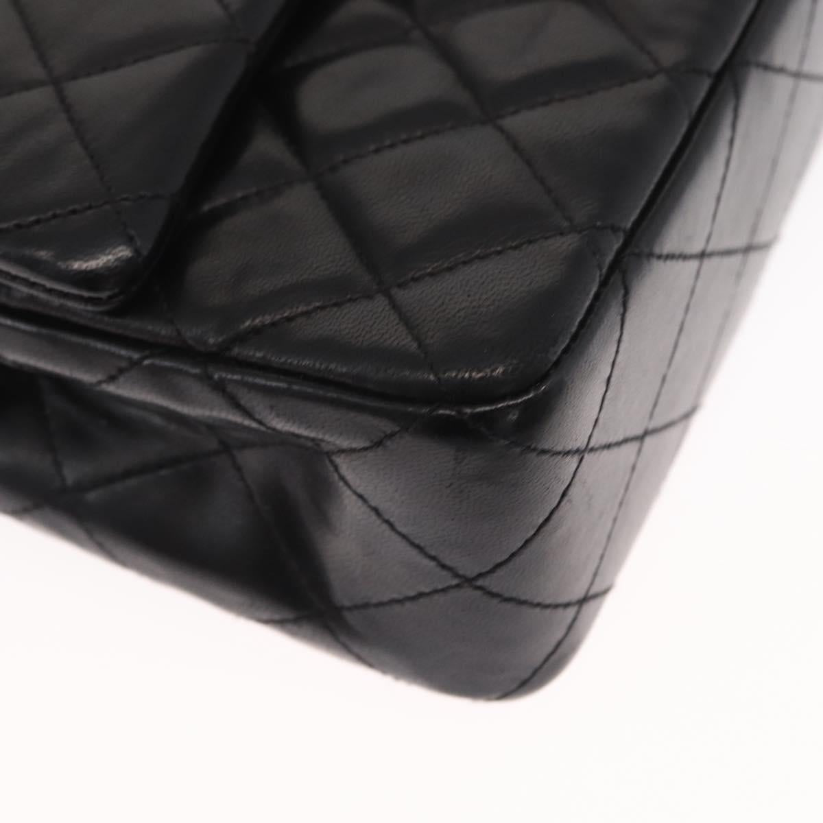CHANEL Matelasse 23 Chain Shoulder Bag Lamb Skin Black Gold CC Auth 158930V
