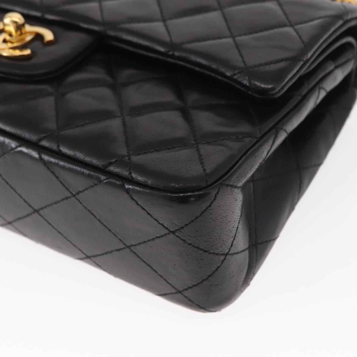 CHANEL Matelasse 23 Chain Shoulder Bag Lamb Skin Black Gold CC Auth 158930V