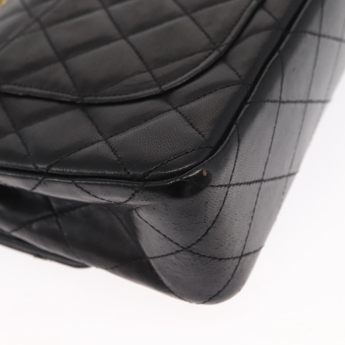 CHANEL Matelasse 23 Chain Shoulder Bag Lamb Skin Black Gold CC Auth 158930V