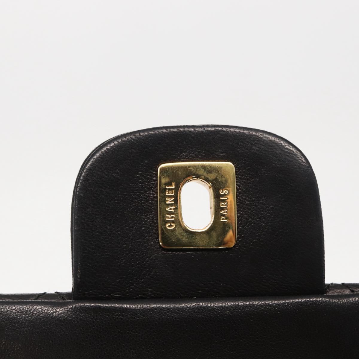CHANEL Matelasse 23 Chain Shoulder Bag Lamb Skin Black Gold CC Auth 158930V
