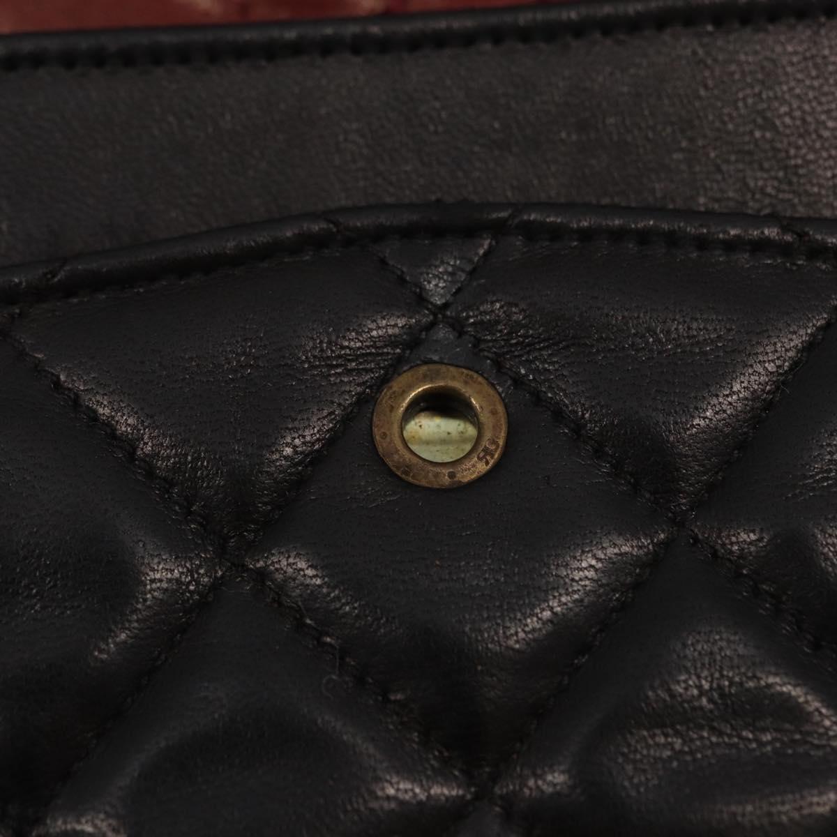 CHANEL Matelasse 23 Chain Shoulder Bag Lamb Skin Black Gold CC Auth 158930V