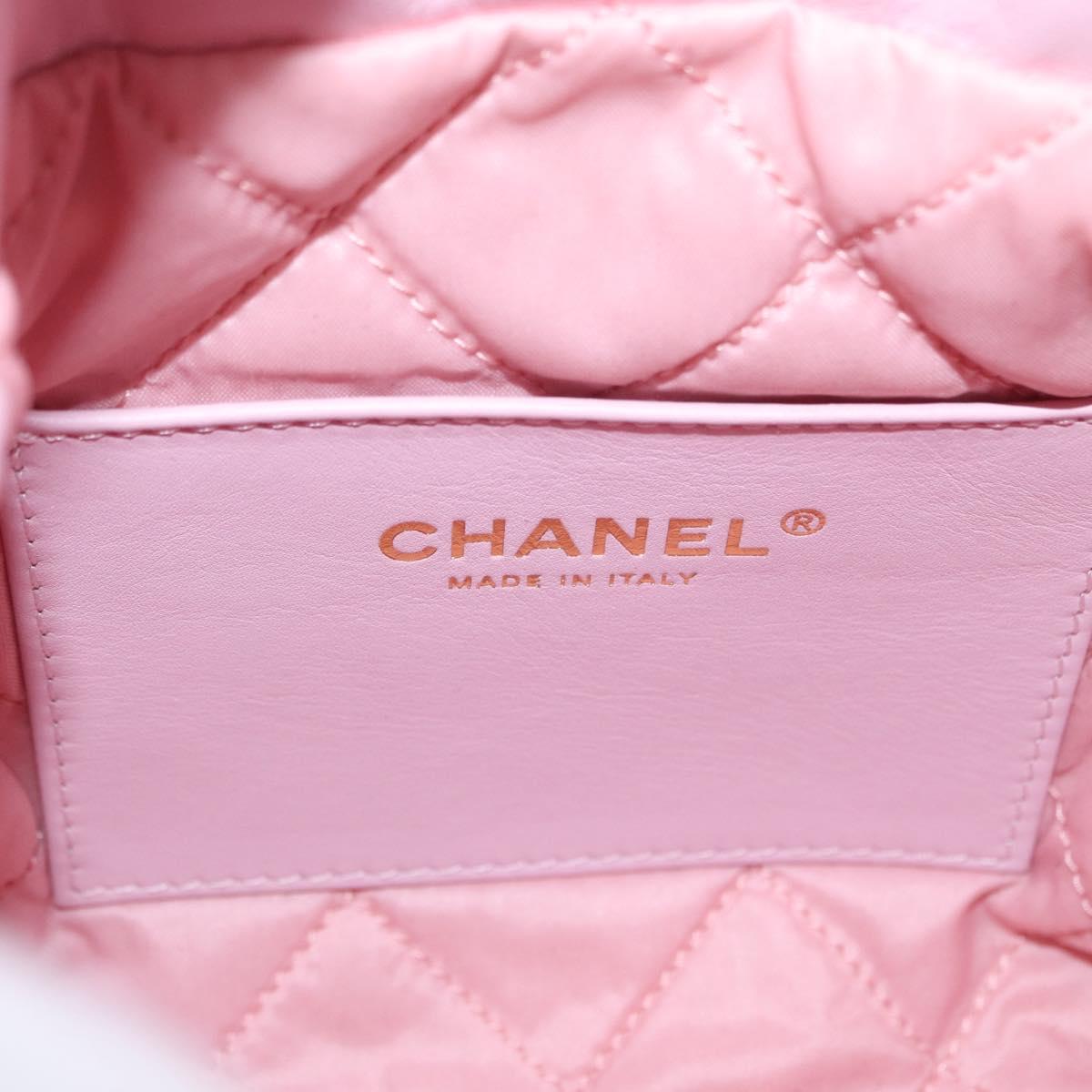 CHANEL Chain Chanel 22 Mini Shoulder Bag Calf Skin 2way Pink CC Auth 158931SM