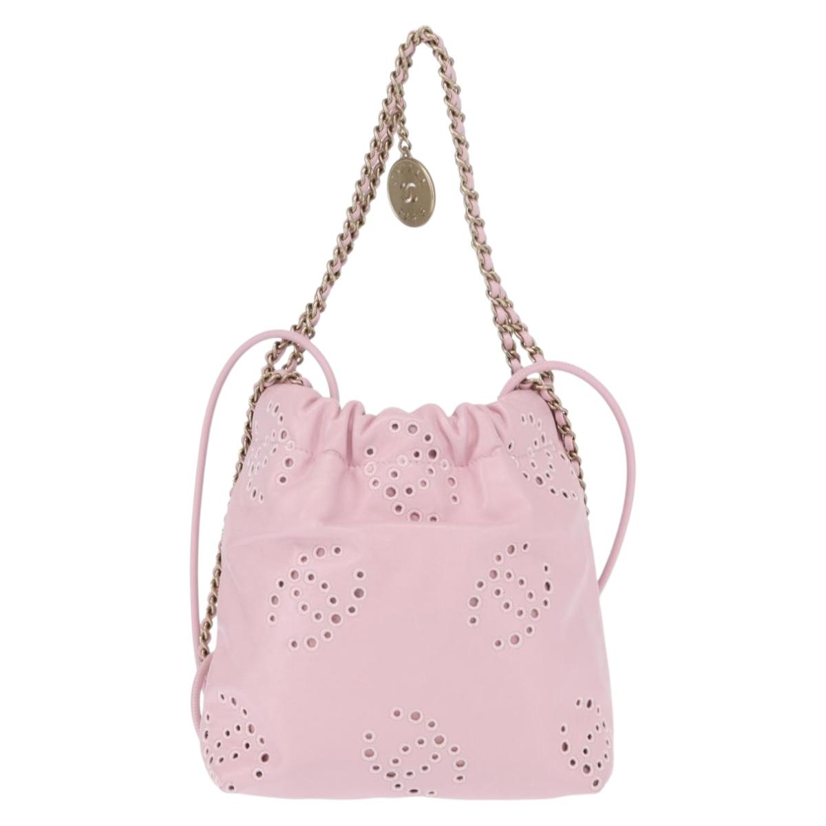 CHANEL Chain Chanel 22 Mini Shoulder Bag Calf Skin 2way Pink CC Auth 158931SM