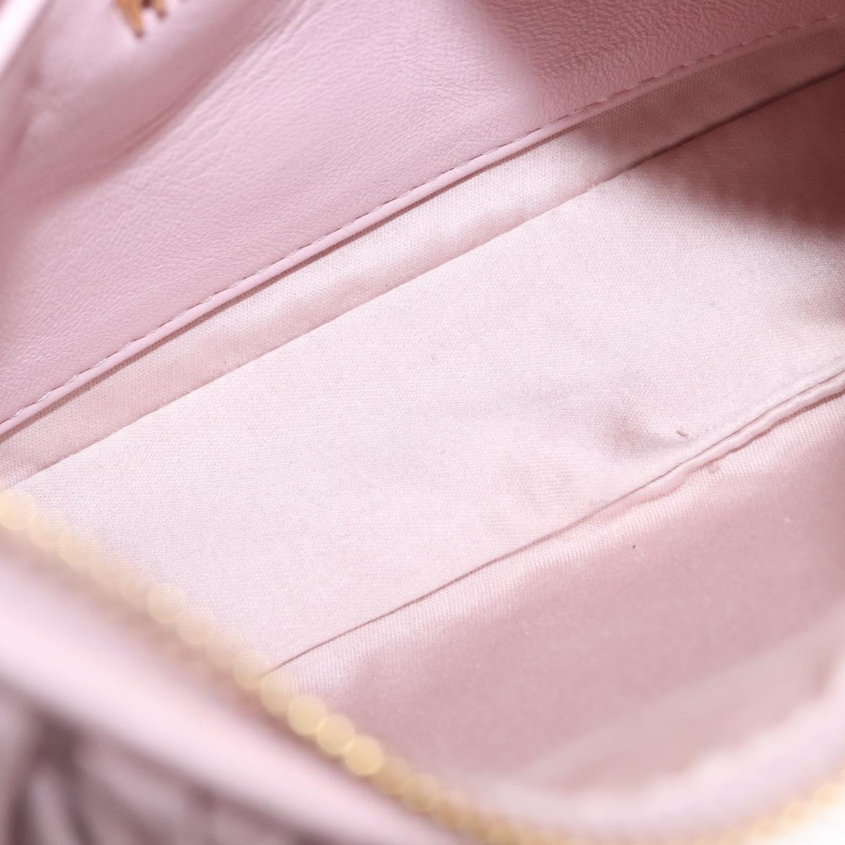Miu Miu Matelasse Chain Shoulder Bag Leather 2way Pink Gold Auth 158932SM