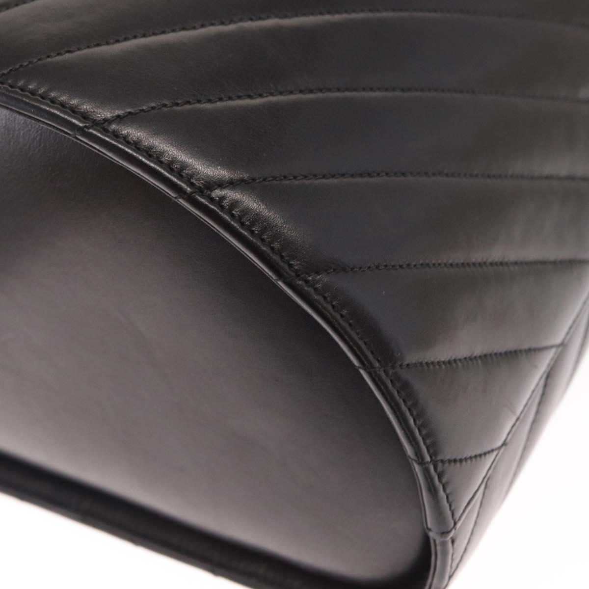 CHANEL V Stitch Vanity Hand Bag Lamb Skin 2way Black Gold CC Auth 158944SAV