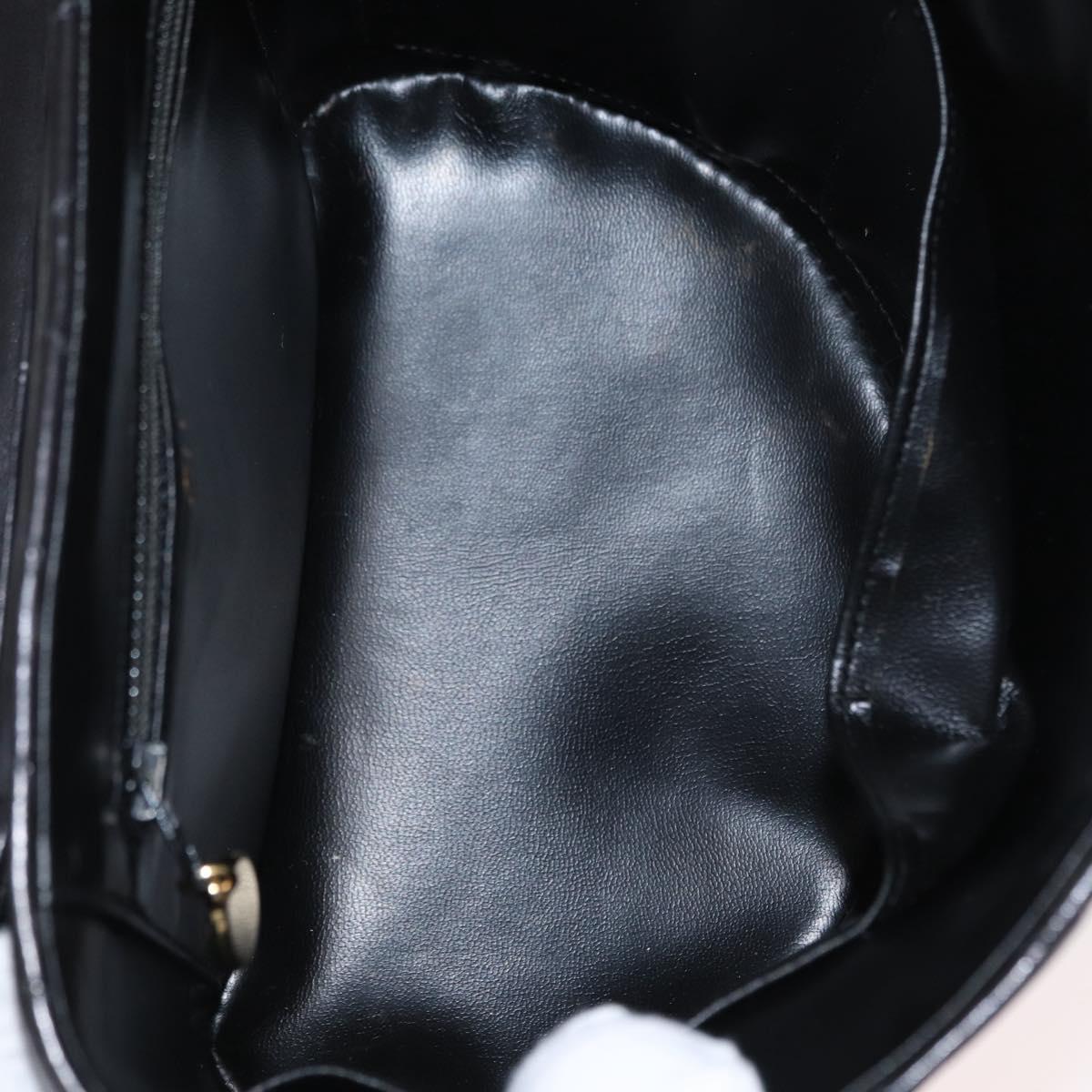 CHANEL V Stitch Vanity Hand Bag Lamb Skin 2way Black Gold CC Auth 158944SAV