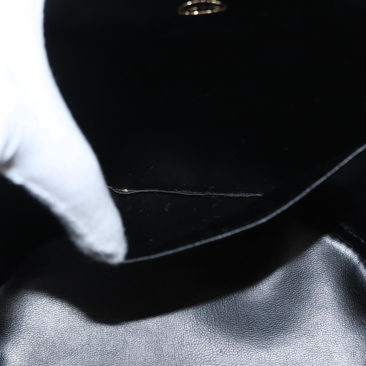 CHANEL V Stitch Vanity Hand Bag Lamb Skin 2way Black Gold CC Auth 158944SAV