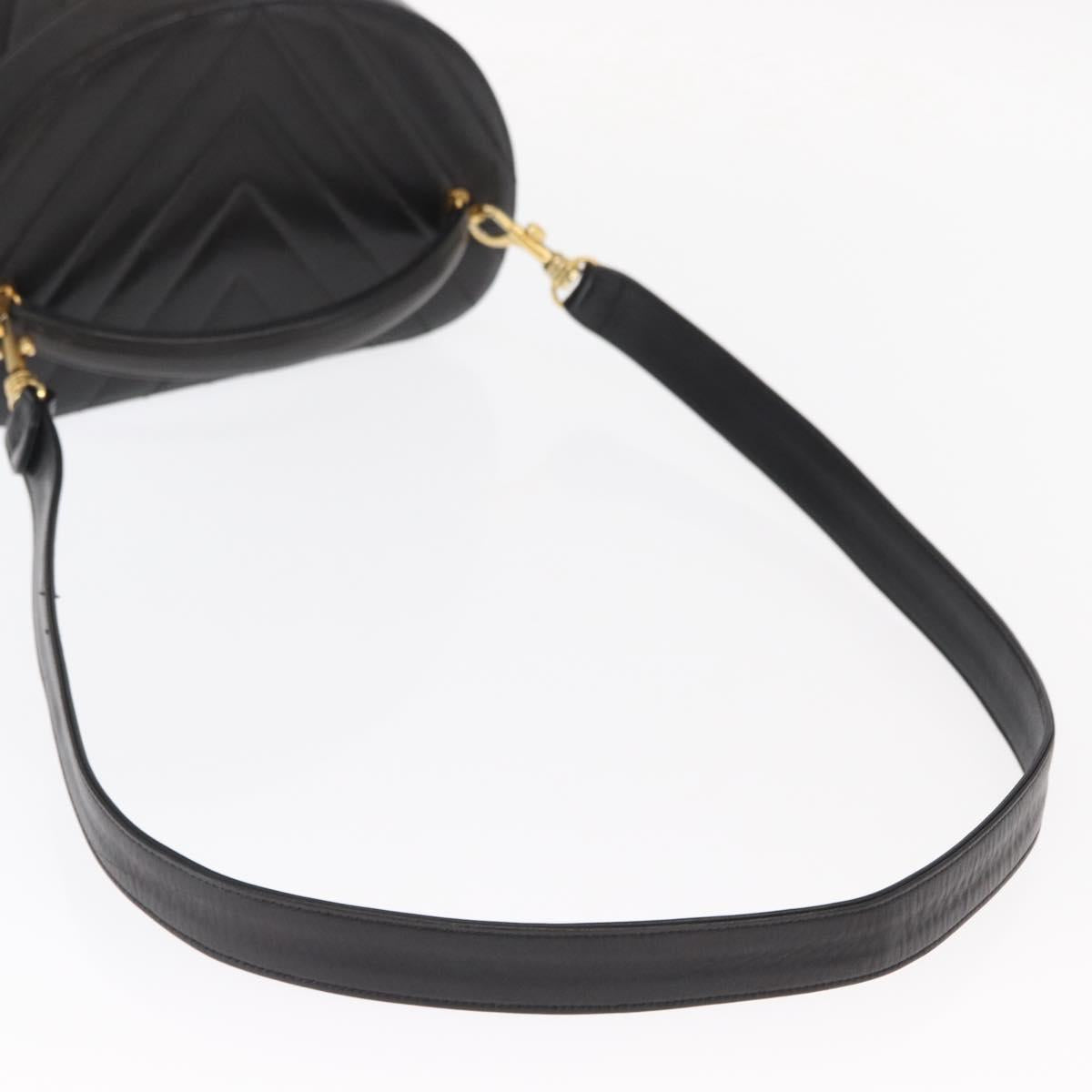 CHANEL V Stitch Vanity Hand Bag Lamb Skin 2way Black Gold CC Auth 158944SAV