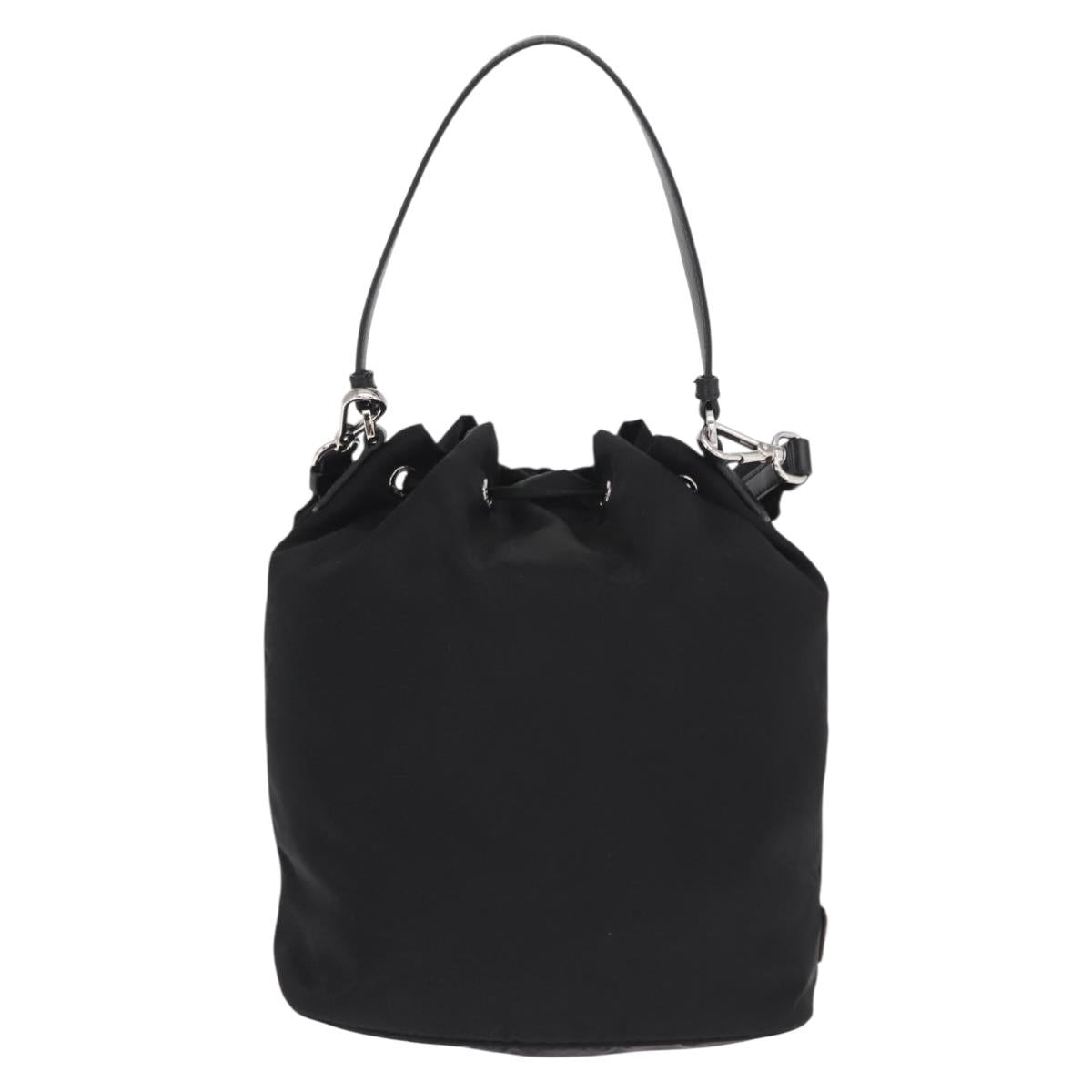 PRADA Hand Bag Nylon 2way Black Silver Auth 158945SAM