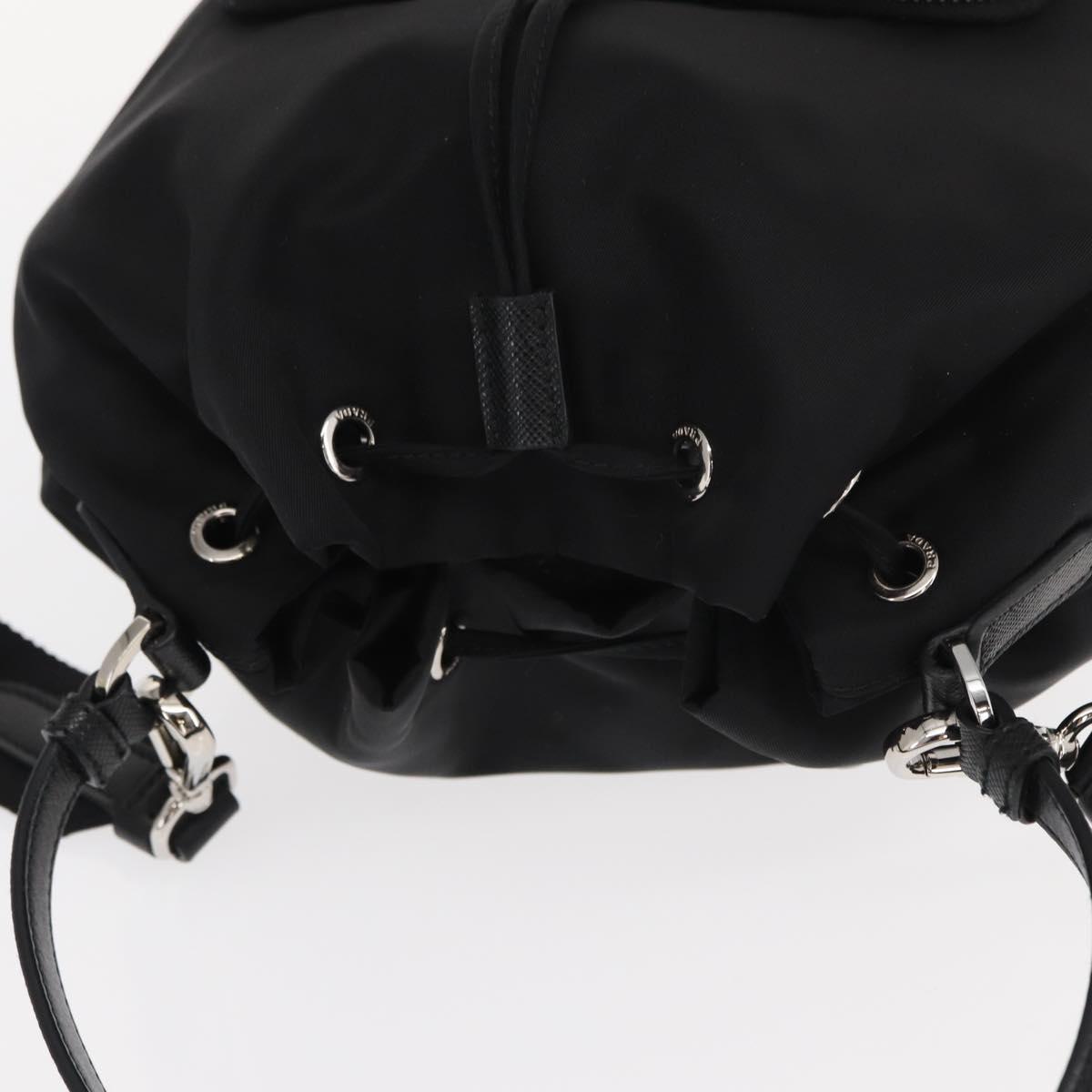 PRADA Hand Bag Nylon 2way Black Silver Auth 158945SAM