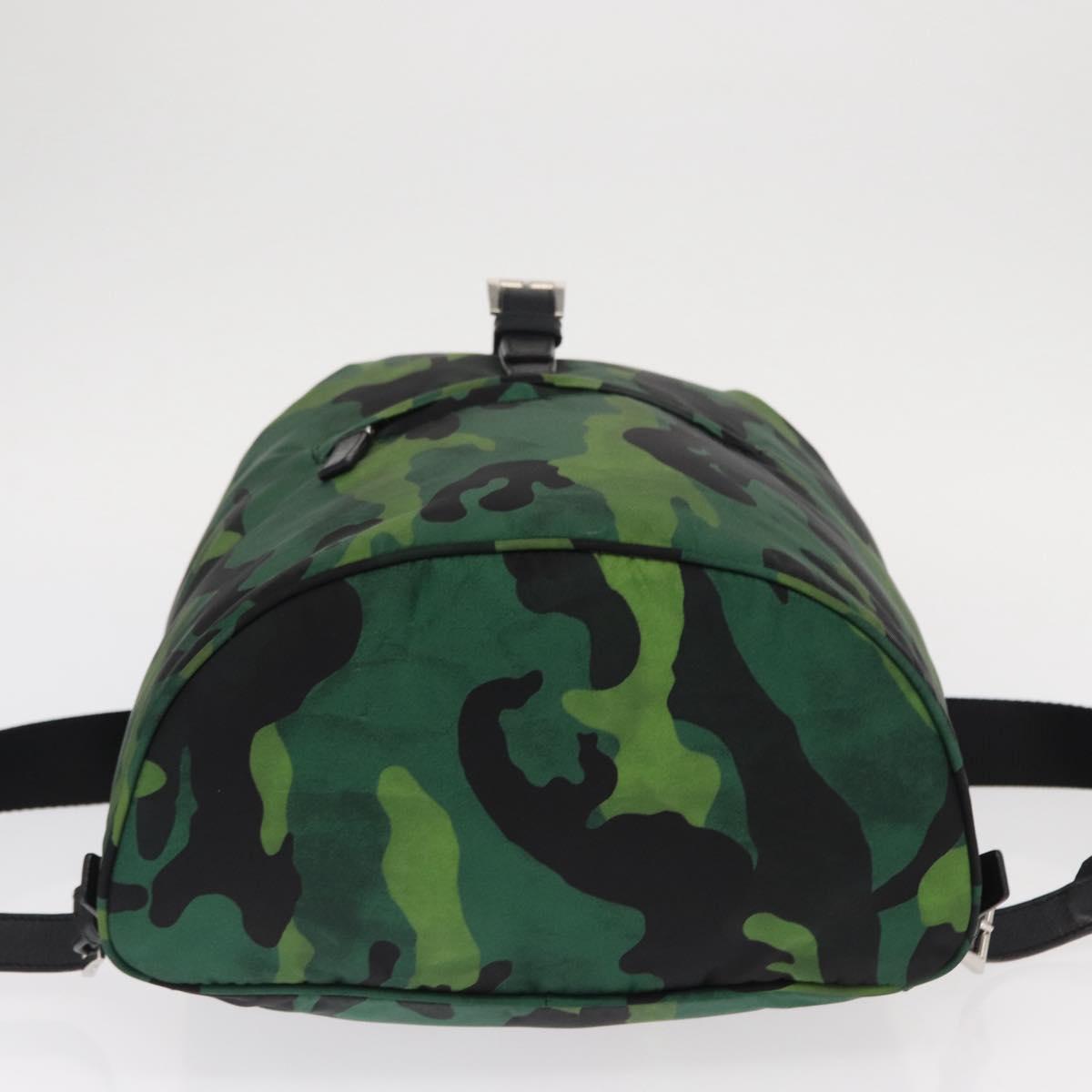 PRADA Backpack Nylon Green Silver Auth 158946V