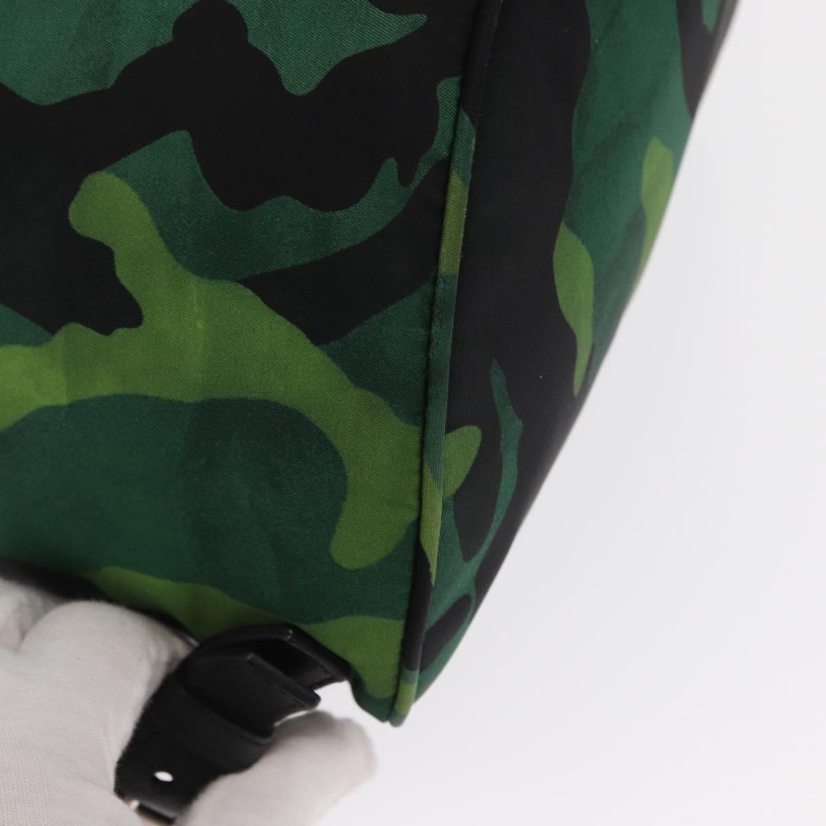 PRADA Backpack Nylon Green Silver Auth 158946V