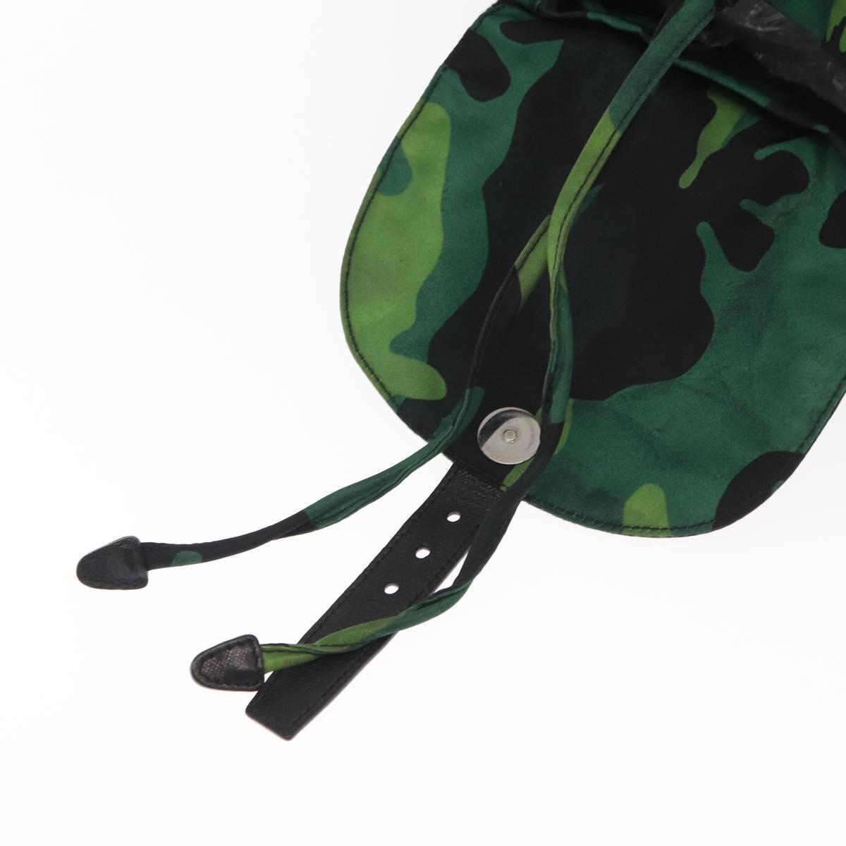 PRADA Backpack Nylon Green Silver Auth 158946V