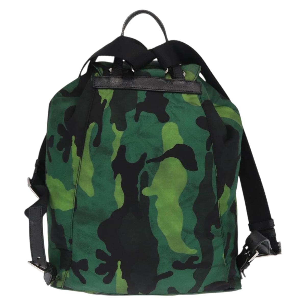 PRADA Backpack Nylon Green Silver Auth 158946V