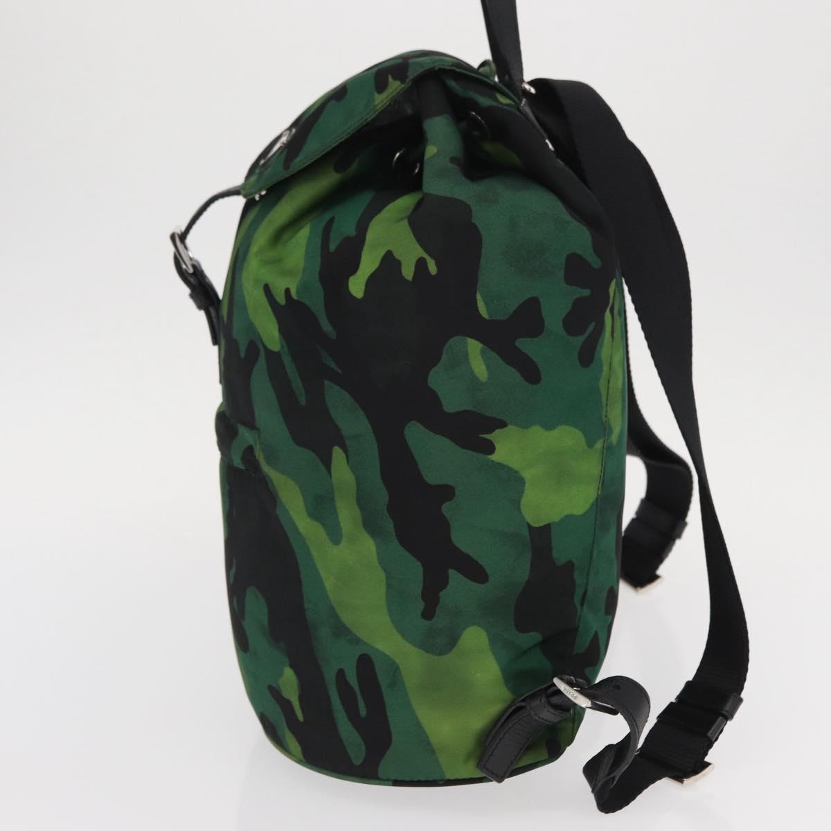 PRADA Backpack Nylon Green Silver Auth 158946V