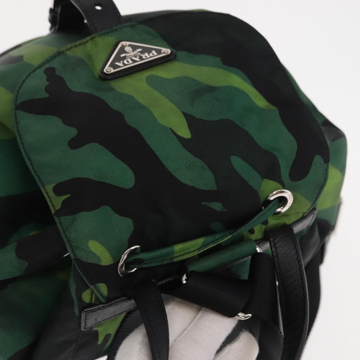 PRADA Backpack Nylon Green Silver Auth 158946V