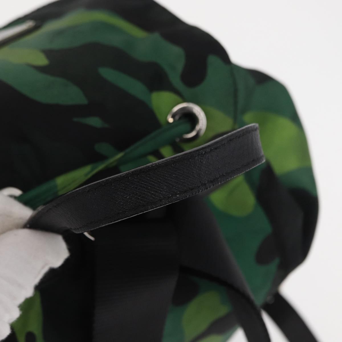 PRADA Backpack Nylon Green Silver Auth 158946V
