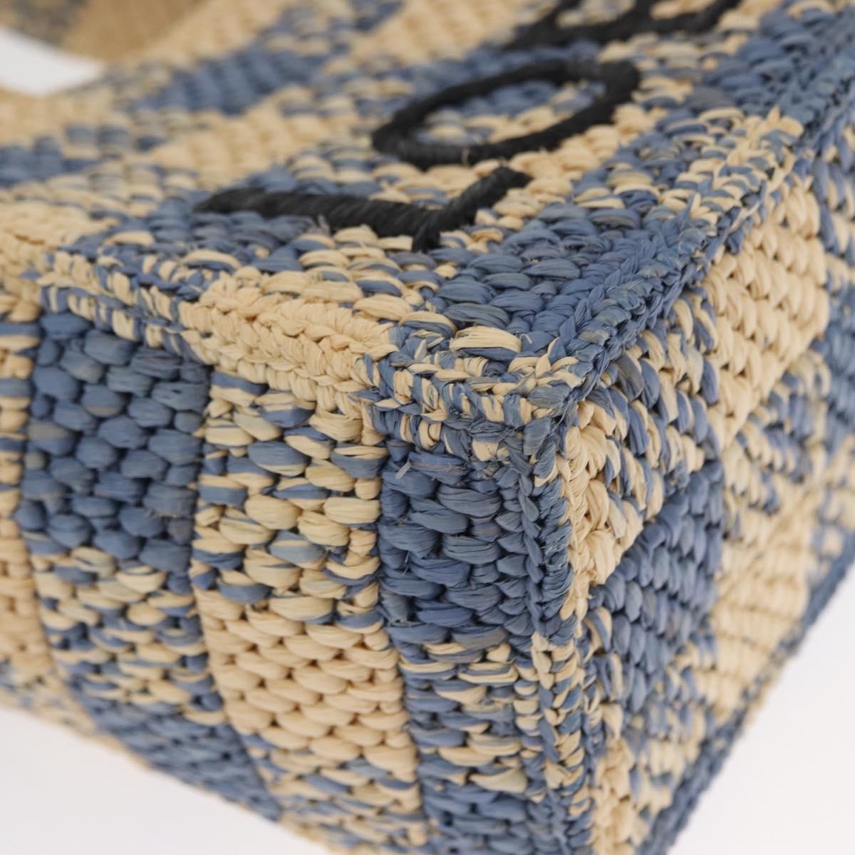 LOEWE Hand Bag Raffia 2way Light Blue Silver Auth 158951SAV