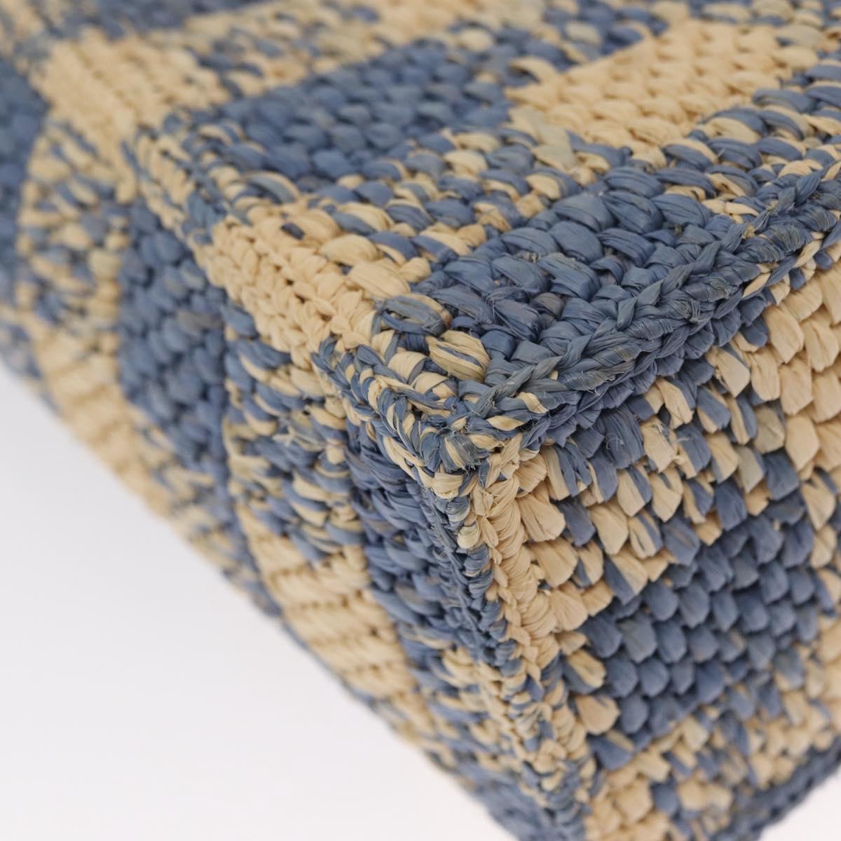 LOEWE Hand Bag Raffia 2way Light Blue Silver Auth 158951SAV