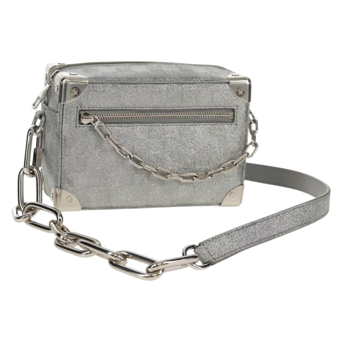 LOUIS VUITTON Damier Glitter Mini Soft Trunk Bag Silver M59726 LV Auth 158954SAM