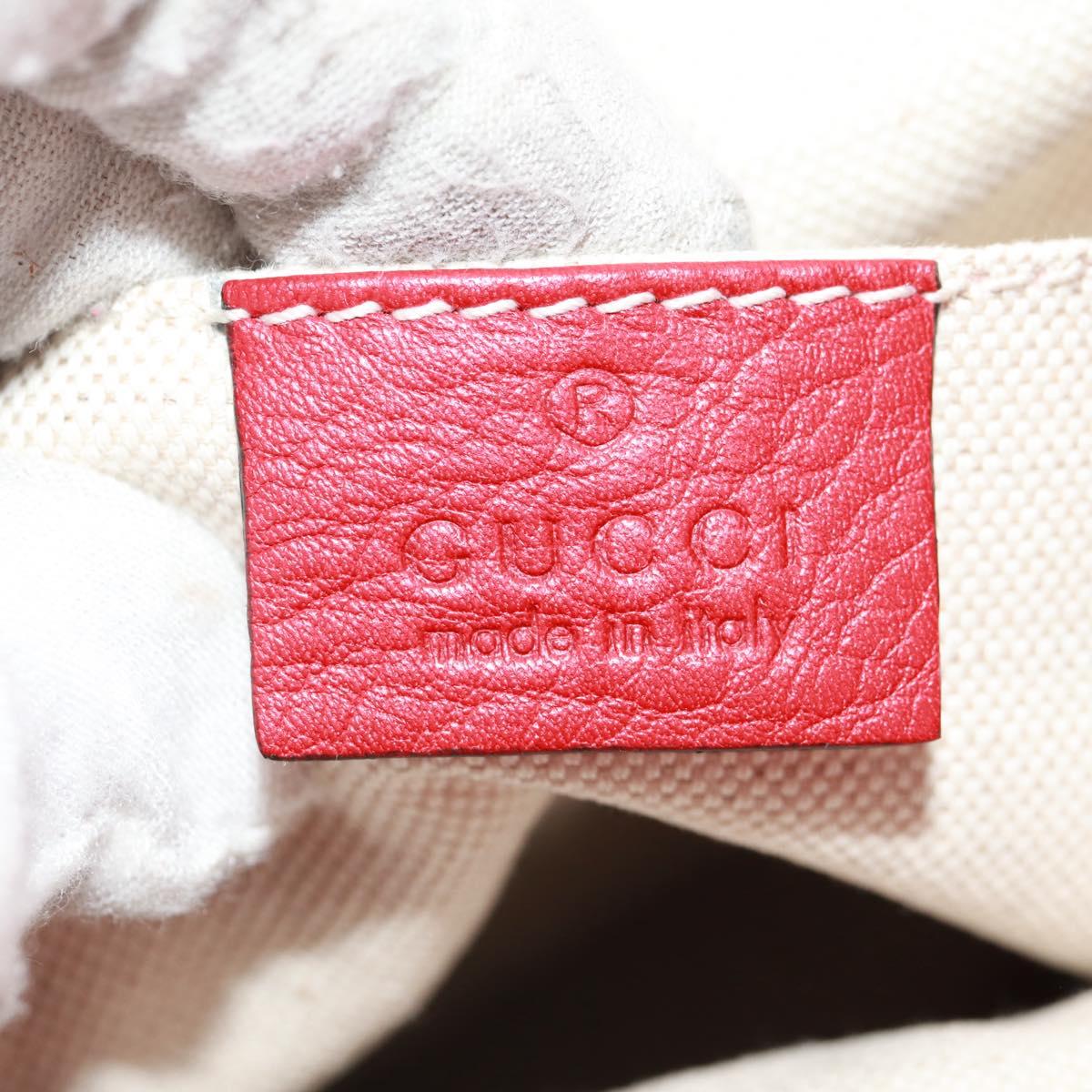 GUCCI Bamboo Backpack Leather Red Silver 370833 Auth 158958V