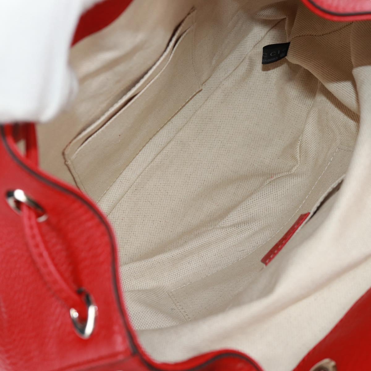 GUCCI Bamboo Backpack Leather Red Silver 370833 Auth 158958V