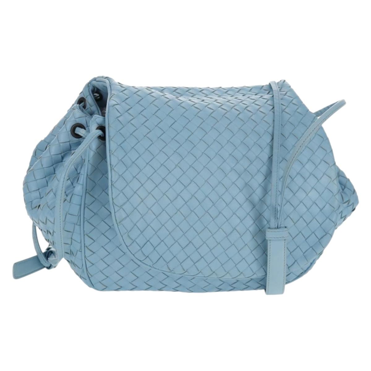 BOTTEGA VENETA INTRECCIATO Shoulder Bag Leather Light Blue Auth 158959V